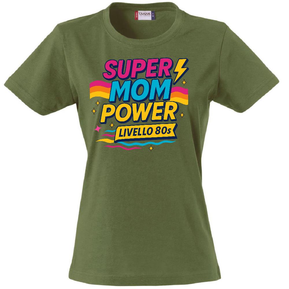 T-Shirt Donna Super Mom Power Anni 80– Idea Regalo Festa della Mamma – PS 28870-027