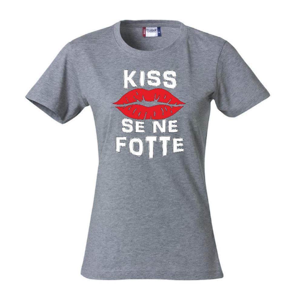 T-Shirt Donna “Kiss Se Ne Fotte” – Maglietta Divertente in Cotone – PS 28870-023