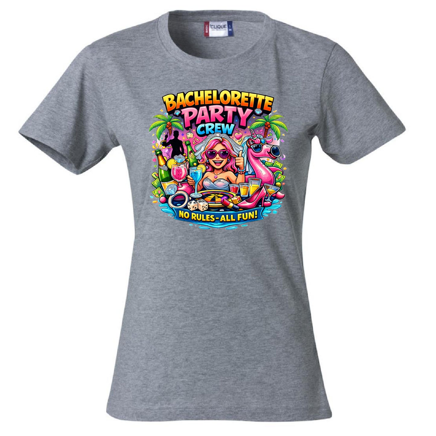 T-Shirt Donna Addio AL Nubilato Bachelorette Party Crew No Rules - All Fun ! – PS 28870-A-028