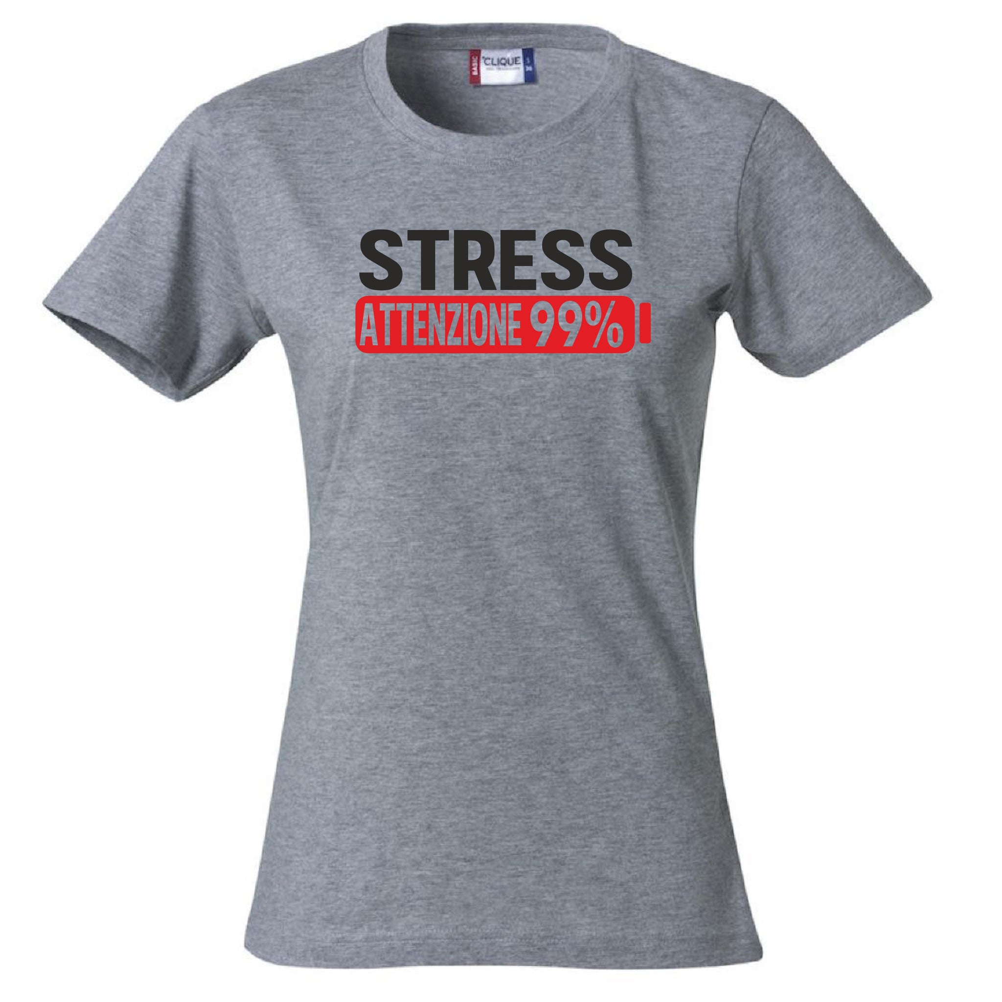 T-Shirt Donna Stress Attenzione 99%  – Idea Regalo per Mamma, Zia, Nonna o Amica – PS 28870-002