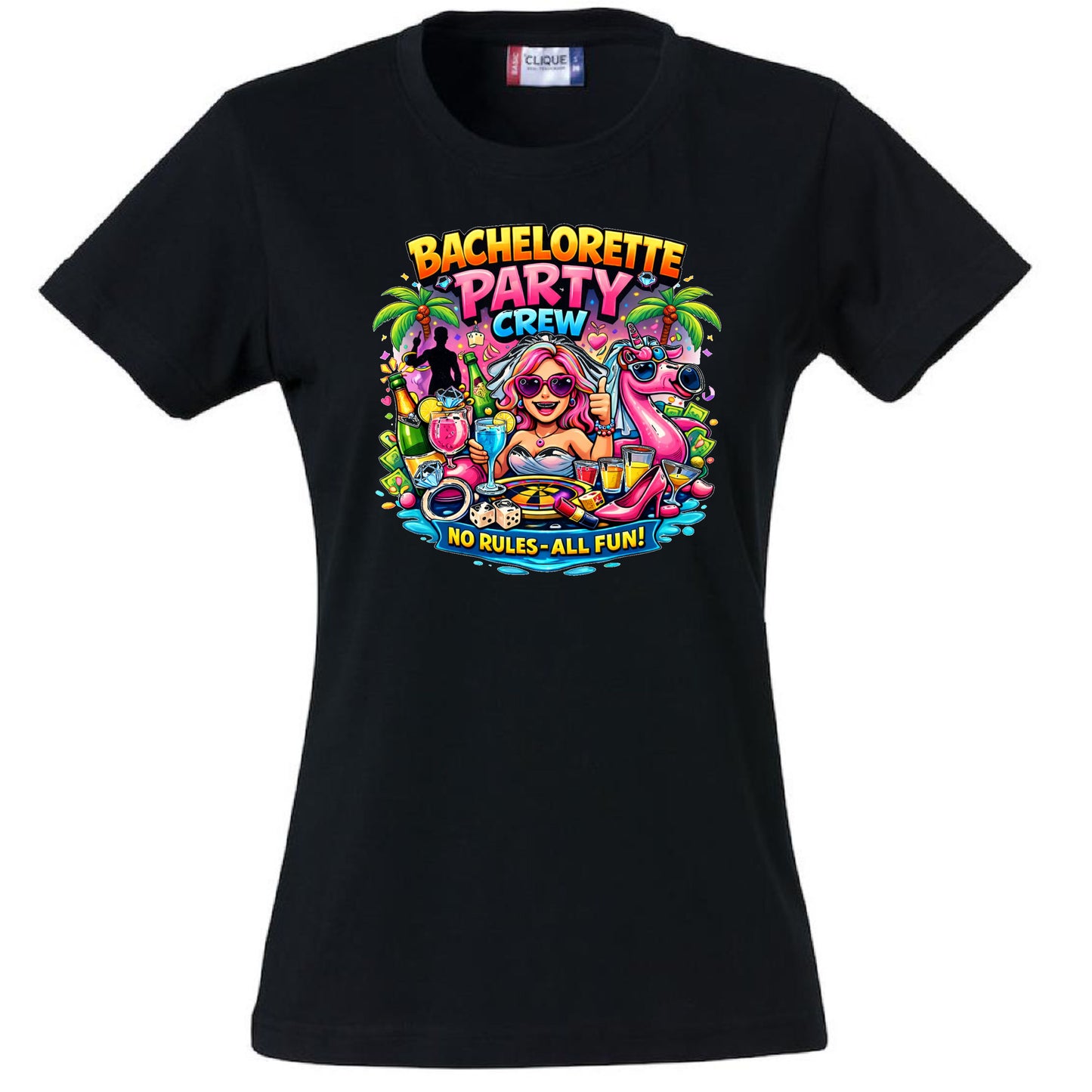 T-Shirt Donna Addio AL Nubilato Bachelorette Party Crew No Rules - All Fun ! – PS 28870-A-028