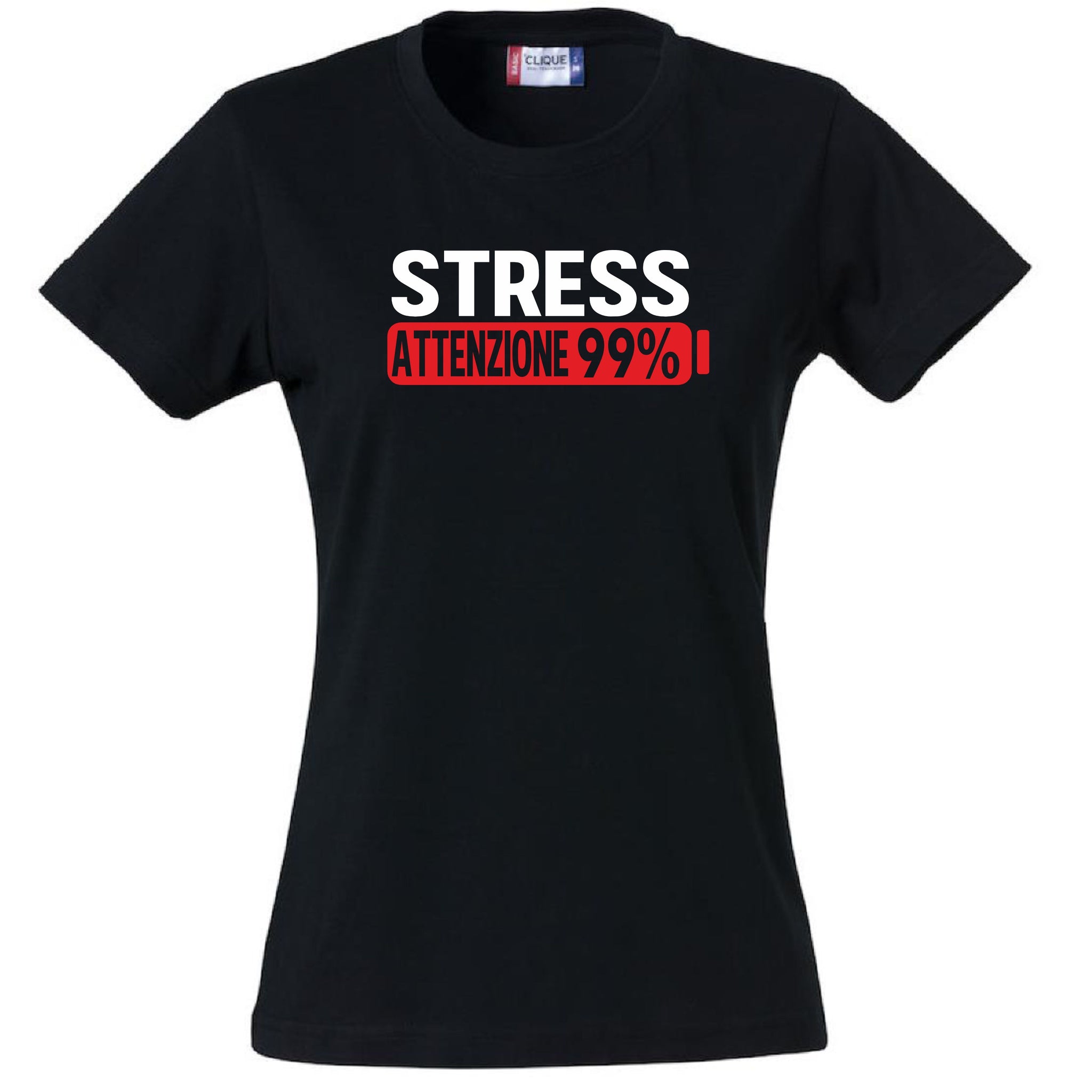 T-Shirt Donna Stress Attenzione 99%  – Idea Regalo per Mamma, Zia, Nonna o Amica – PS 28870-002