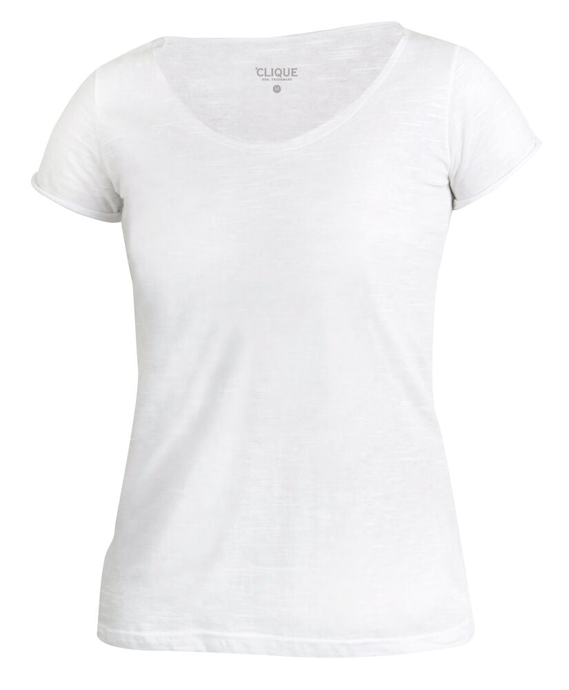 T-Shirt Donna Derby-T in Cotone Fiammato – Collo e Maniche Taglio Vivo – PS 36976