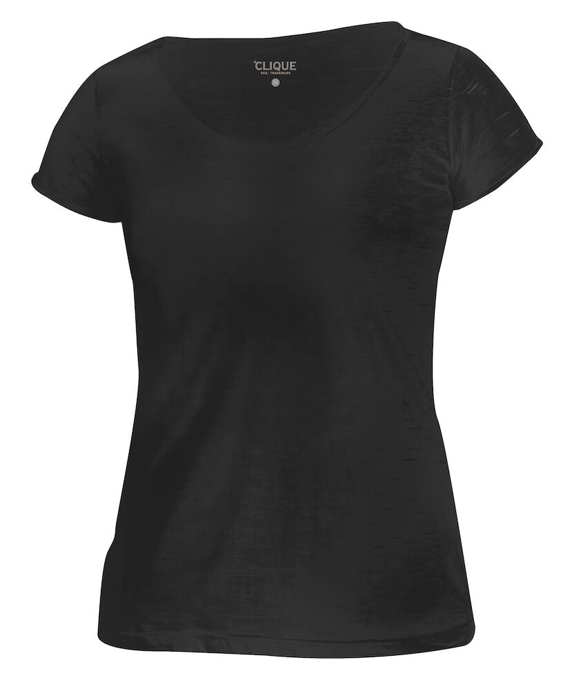 T-Shirt Donna Derby-T in Cotone Fiammato – Collo e Maniche Taglio Vivo – PS 36976