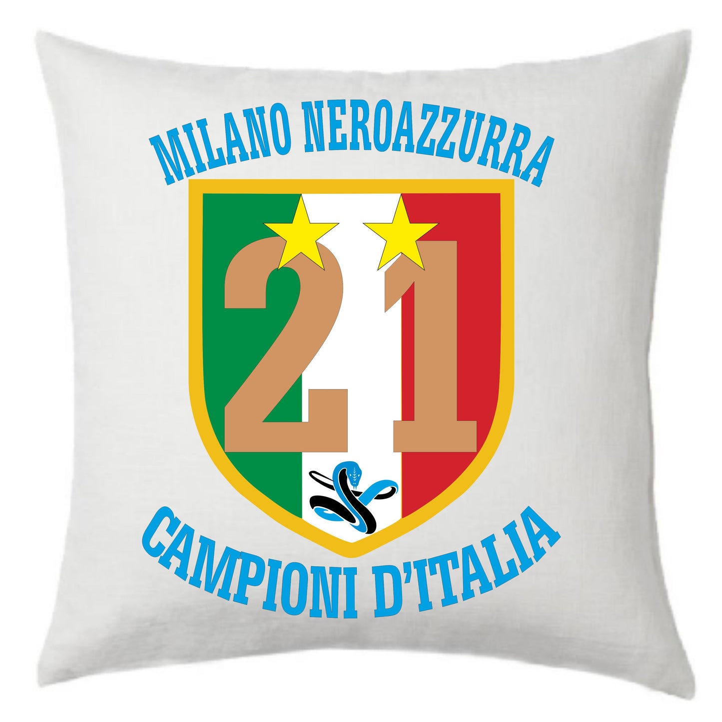 Cuscino Calcio Inter Campioni d’Italia 2026 – 21 Scudetti Seconda Stella – 38×38 cm – PS 10746-INT01