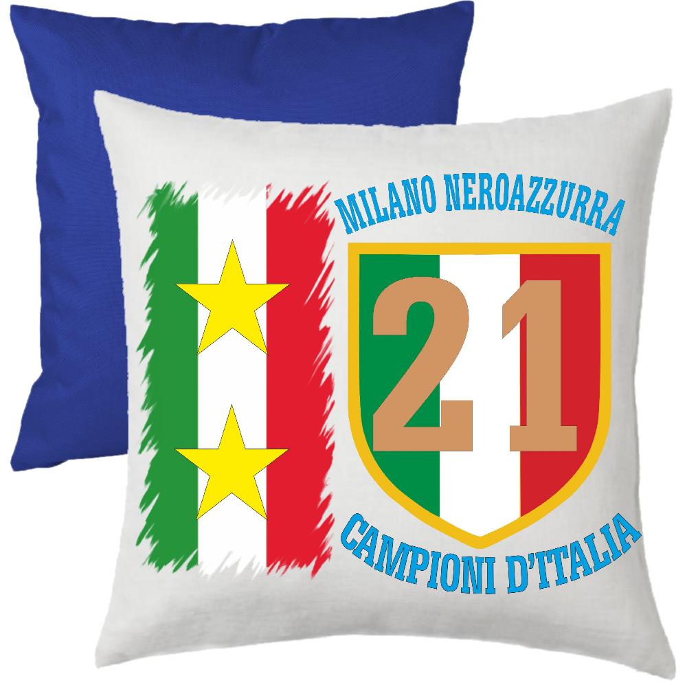 Cuscino Calcio Inter Campioni d’Italia 2026 – 21 Scudetti Seconda Stella – 38×38 cm – PS 10746-INT01