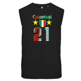 T-shirt Manicata Internazionale Campione d'Italia Seconda Stella 21 Scudetti Tifosi Nero Azzurri | Canotta Cotone Scudetto Neroazzurro PS 29999-INT01