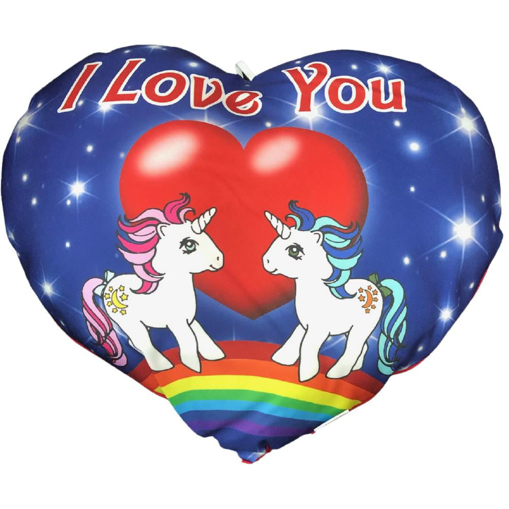 Mini Cuscino Cuore Unicorni “Ti Amo / Ti Voglio Bene – I Love You” – 20 x 18 cm – Made in Italy PS 21247