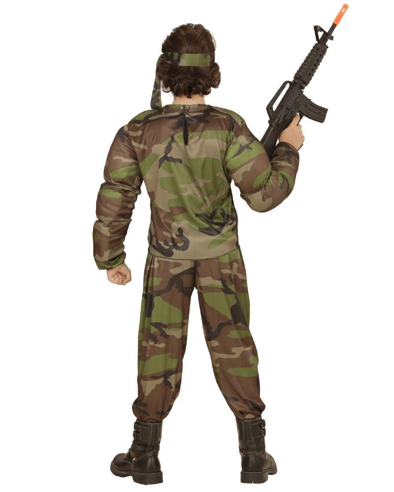 Costume di Carnevale Bambino Travestimento Militare Soldato Muscoloso – PS 26184