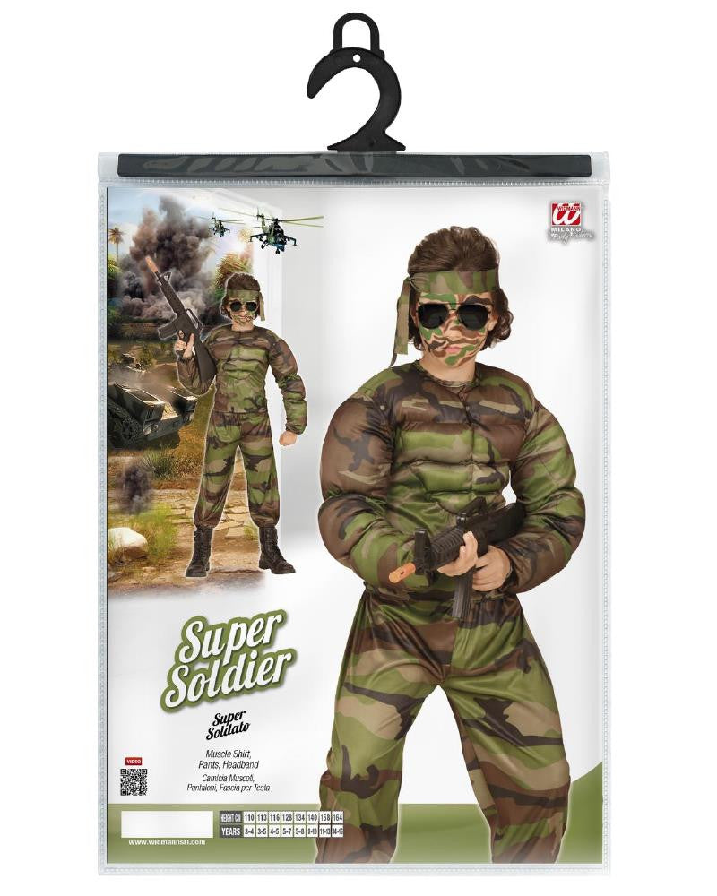Costume di Carnevale Bambino Travestimento Militare Soldato Muscoloso – PS 26184