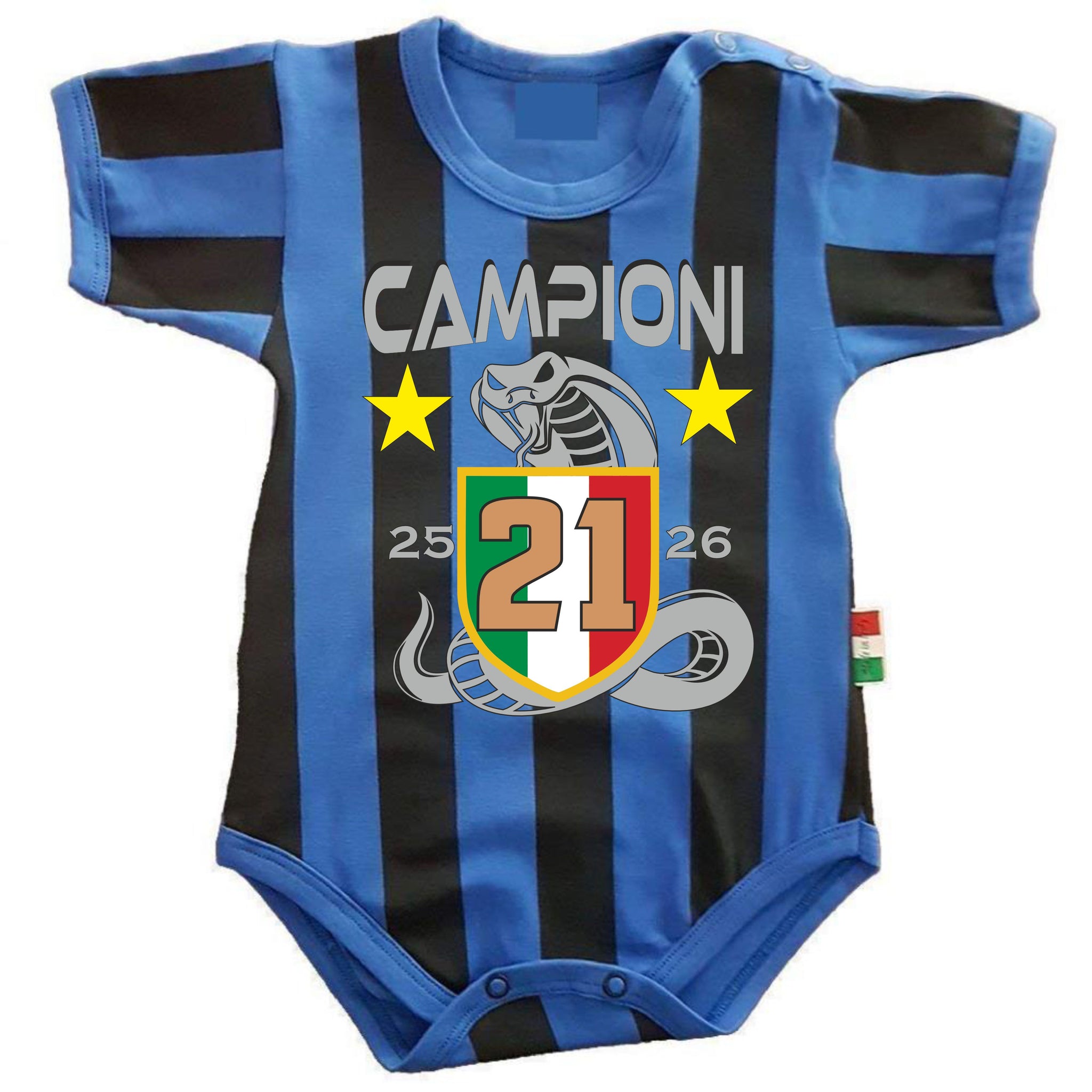 Body Neonato Inter Campioni d’Italia 25/26 – 21 Scudetti – Personalizzato – PS 32768-SCINT-01