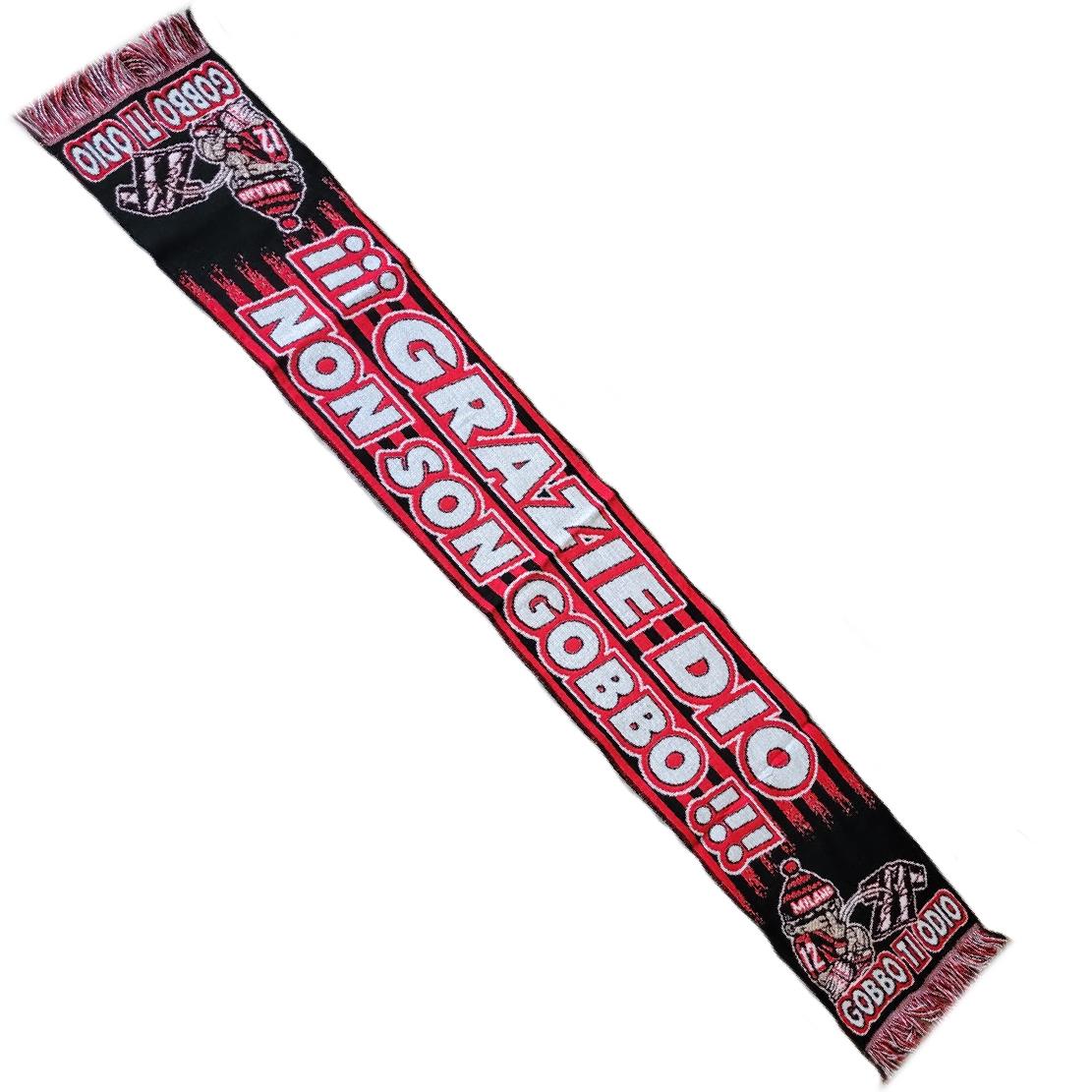 Sciarpa da Stadio Milan Calcio Rosso/Nera – Slogan Tifosi Cod. PS 09415