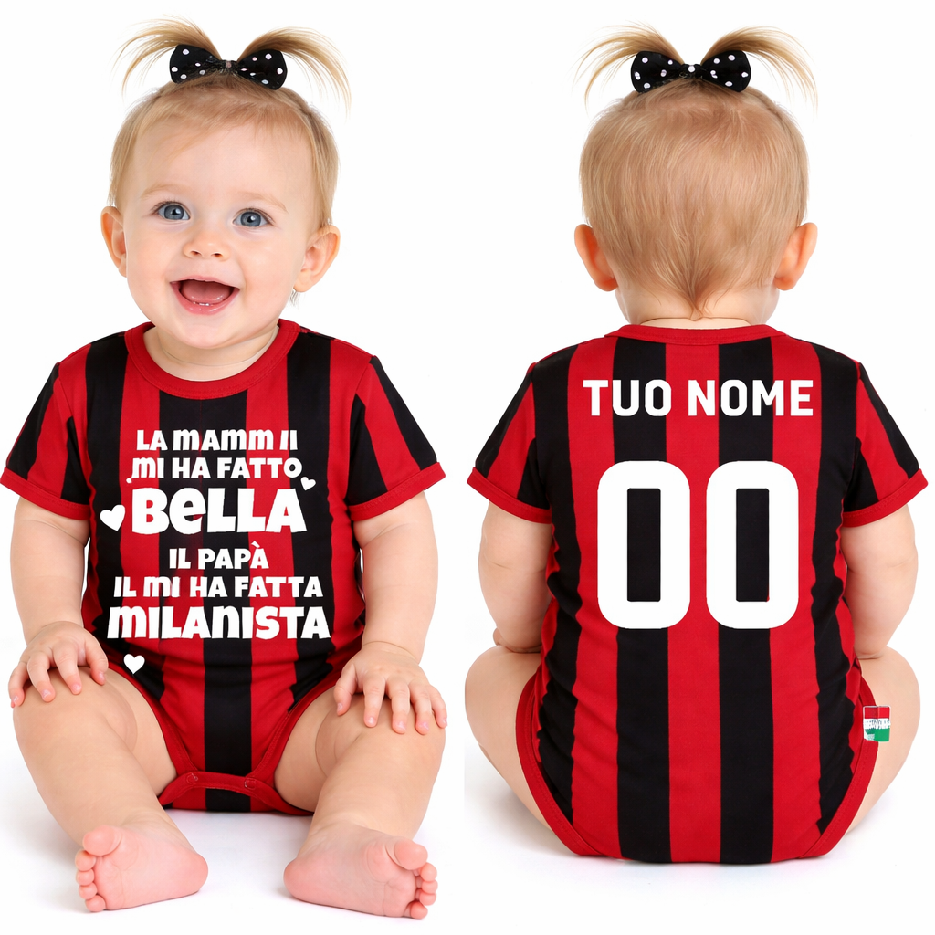 Body Neonato “Mamma Mi Ha Fatto Bello/Bella – Papà Mi Ha Fatto Milanista” – PS 32772-010