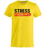 T-Shirt Uomo “Stress Attenzione 99%” – Maglietta Simpatica e Divertente PS 27431-A002