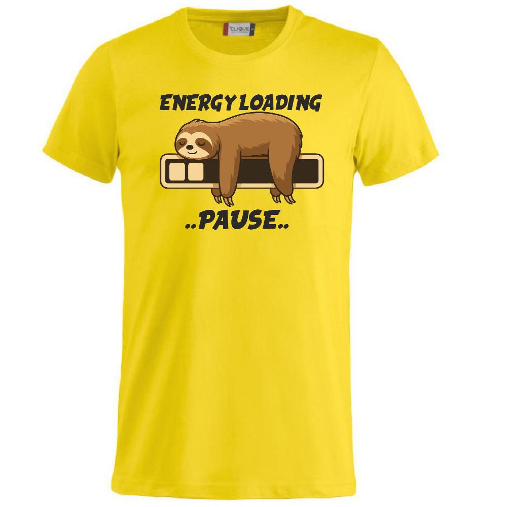 T-Shirt “Bradipo Energy Loading… Pause…” – Personalizzabile con Nome – PS 27431-A135