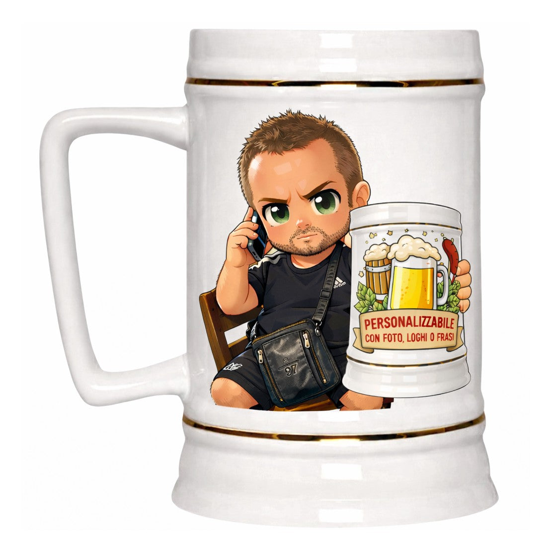 Boccale Birra in Ceramica 700 ml Personalizzabile con Foto o Frasi – PS 13518
