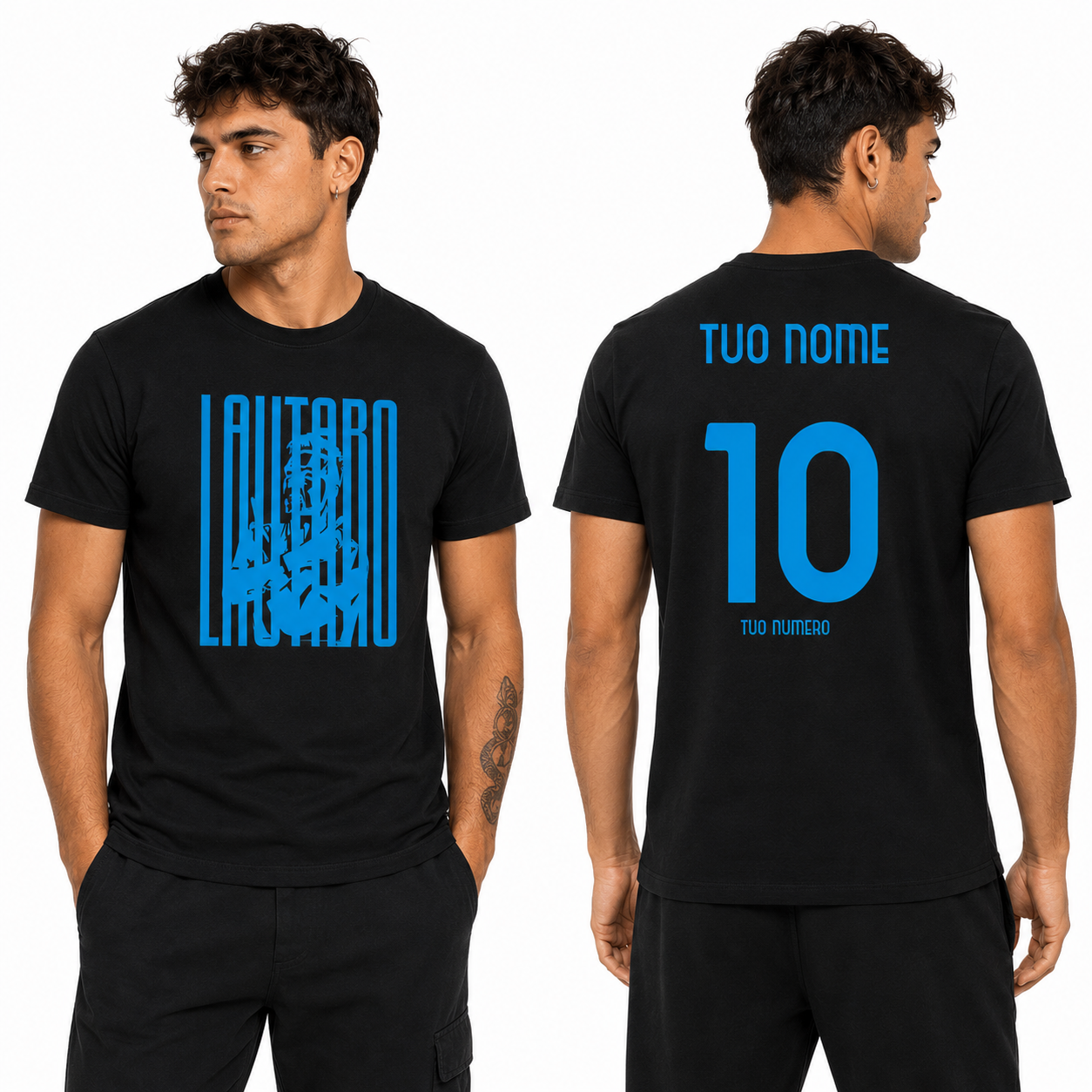 T-Shirt Lautaro Martinez Magliette Tifosi Interisti Maglietta in Cotone Abbigliamento Calcio PS 27431-A033