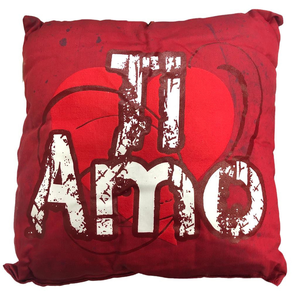 Mini Cuscino “Ti Amo / Ti Voglio Bene” Stampa Retrò con Ventosino – 13 cm – Made in Italy PS 21342