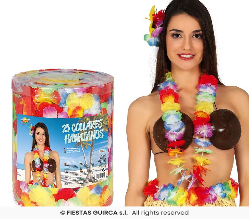 Ghirlande di Fiori Colorati – Confezione da 25 Pezzi – Party Hawaiano – PS 01054