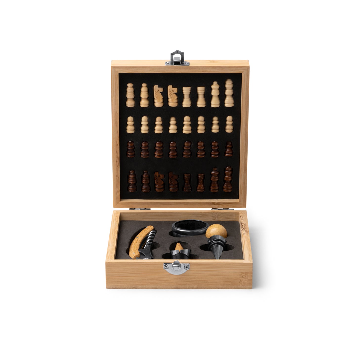 Set da Vino con Accessori e Scacchi in Bambù – Personalizzabile – PS 32952