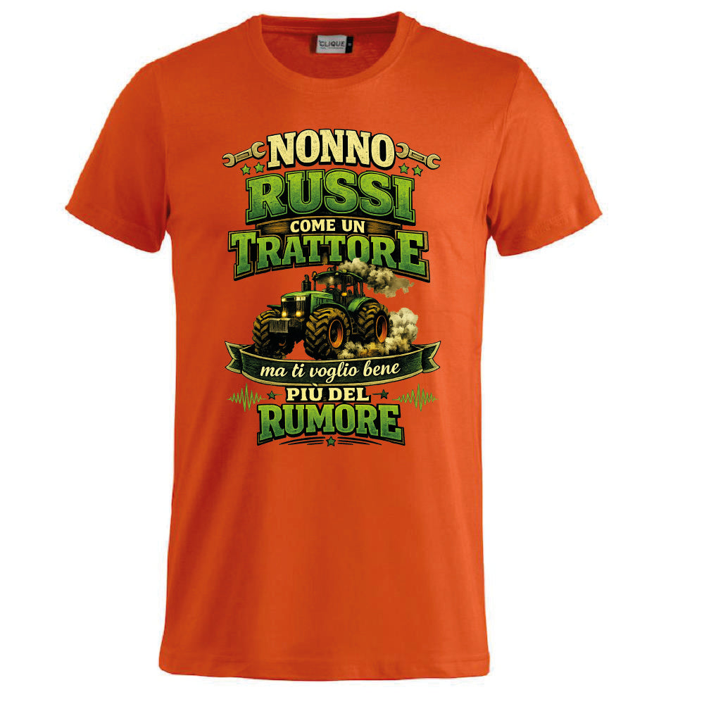 T-Shirt Nonno Russi Come Un Trattore Ma Ti Voglio Bene Piu' Del Rumore – Maglietta Personalizzabile PS 27431-A-146