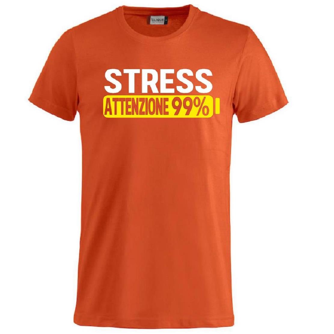 T-Shirt Uomo “Stress Attenzione 99%” – Maglietta Simpatica e Divertente PS 27431-A002