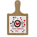 Tagliere in Ceramica con Manico e Bordo in Legno Personalizzabile PS 00110 PRS