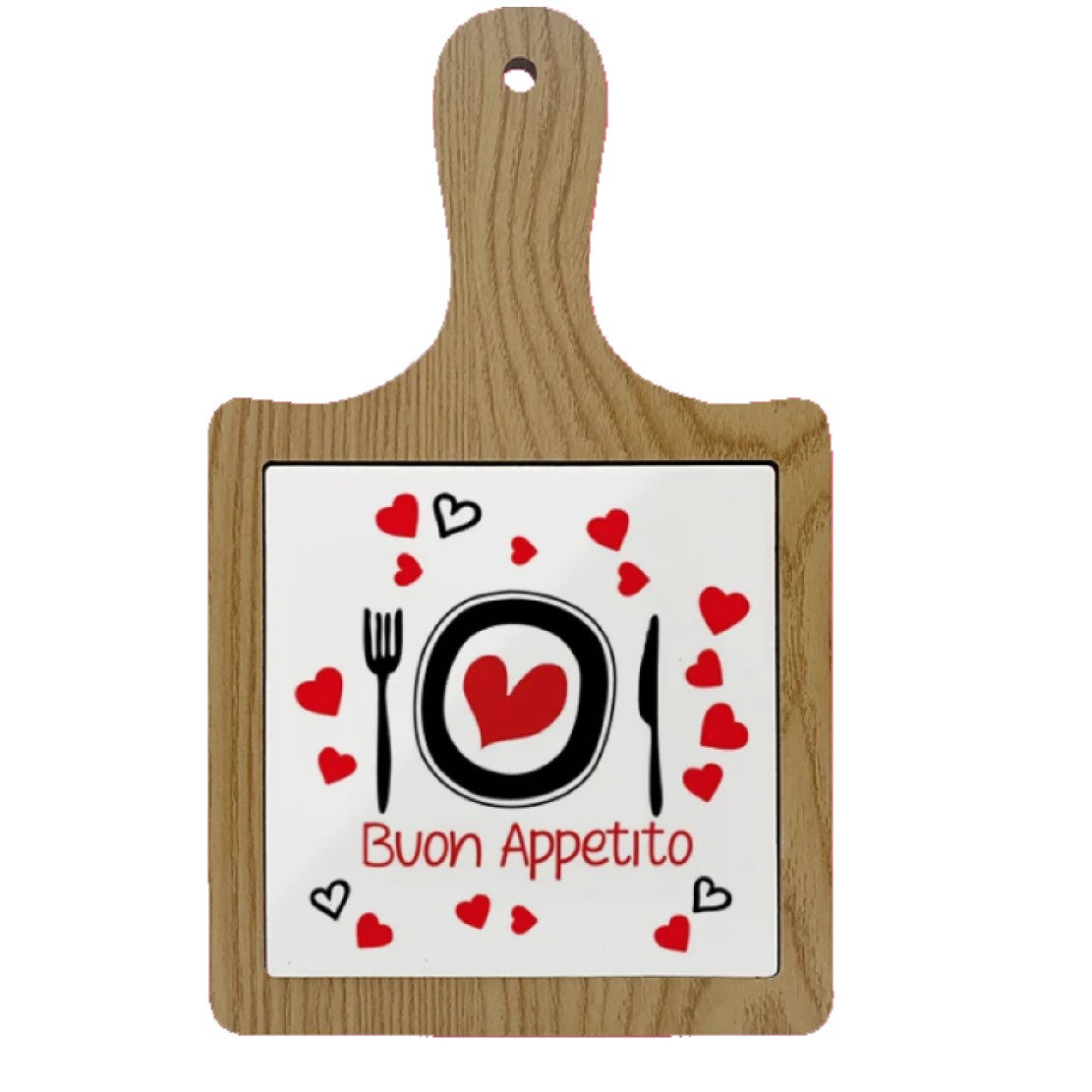 Tagliere in Ceramica con Manico e Bordo in Legno Personalizzabile PS 00110 PRS