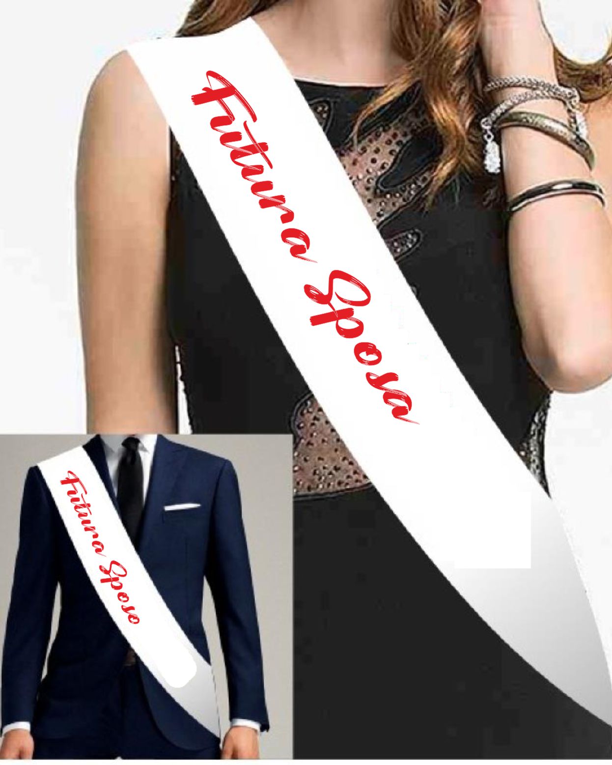 Fascia Bianca Personalizzabile con Stampa – Addio Nubilato, Sindaco, Miss, Festa PS 11446