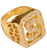 Anello Gangster Dorato con Simbolo del Dollaro PS 10841