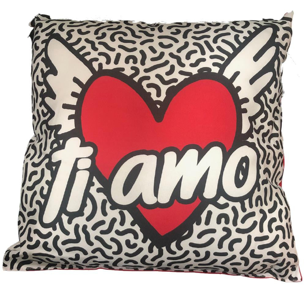 Cuscino “Ti Amo” Cuore Alato – Idea Regalo San Valentino – 30 x 30 cm – Made in Italy PS 21218
