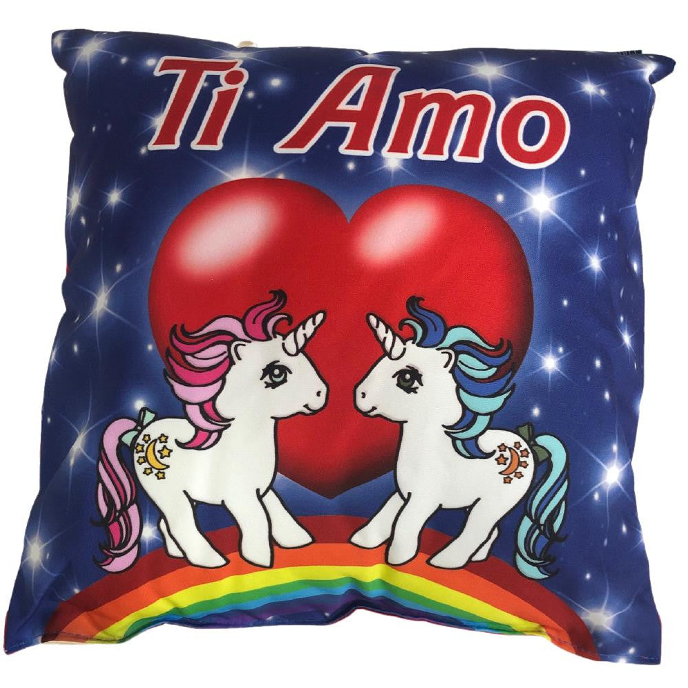 Mini Cuscino Unicorni “Ti Amo / Ti Voglio Bene – I Love You” con Ventosino – 13 cm – Made in Italy PS 21349