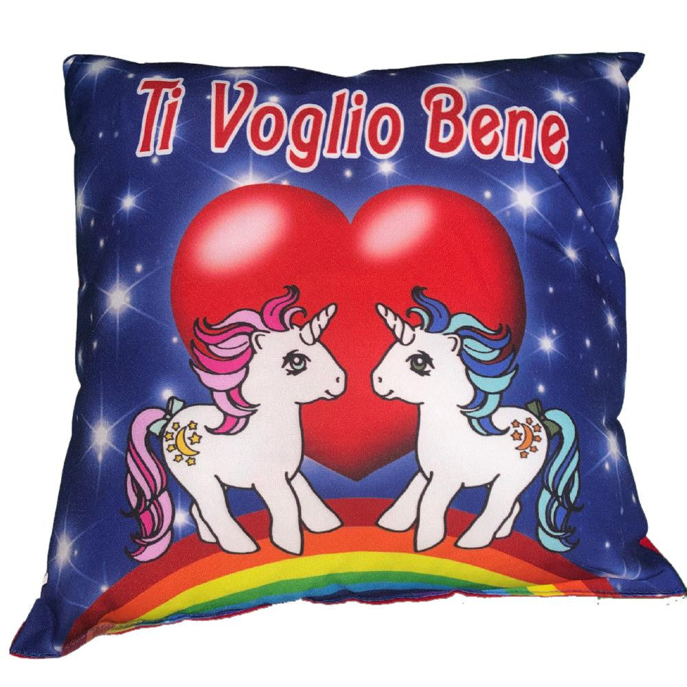 Cuscino “Ti Amo/Ti Voglio Bene/I Love You” Unicorni – Idea Regalo San Valentino – 30 x 30 cm – PS 21199