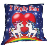 Mini Cuscino Unicorni “Ti Amo / Ti Voglio Bene – I Love You” con Ventosino – 13 cm – Made in Italy PS 21349
