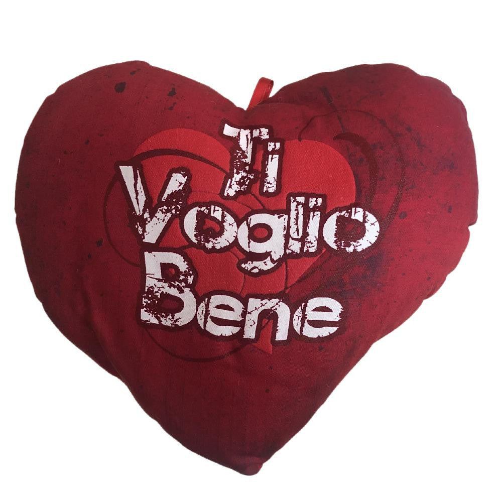 Mini Cuscino Cuore “Ti Voglio Bene” Stampa Retrò – 20 x 18 cm – Made in Italy PS 21254
