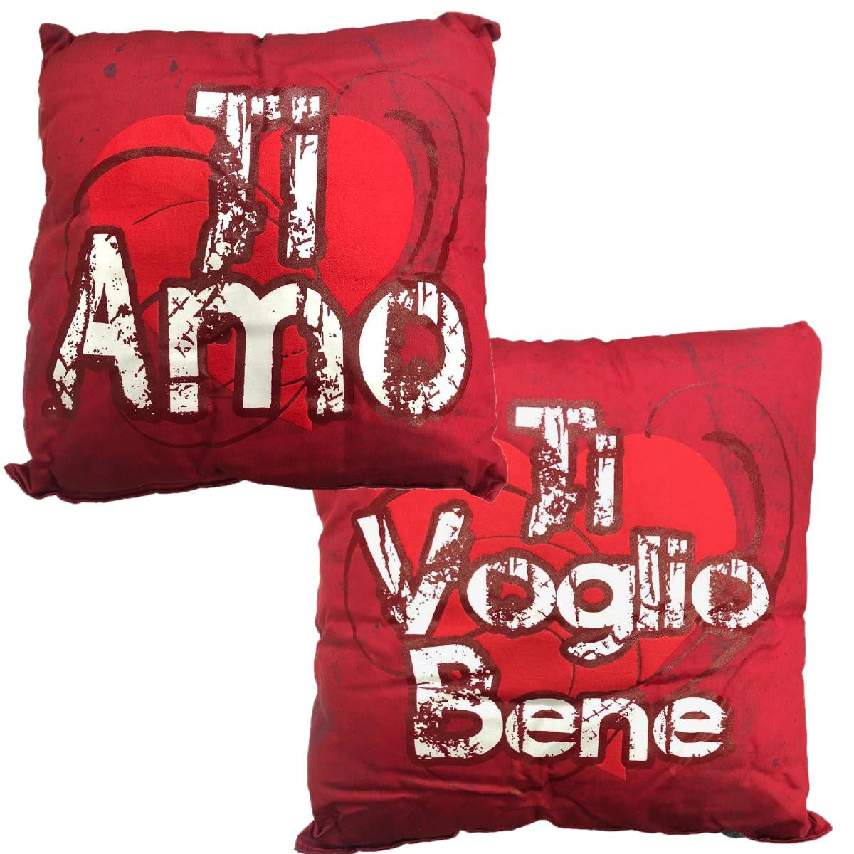 Mini Cuscino “Ti Amo / Ti Voglio Bene” Stampa Retrò con Ventosino – 13 cm – Made in Italy PS 21342