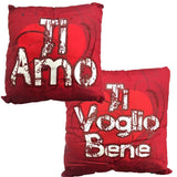 Mini Cuscino “Ti Amo / Ti Voglio Bene” Stampa Retrò con Ventosino – 13 cm – Made in Italy PS 21342