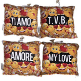 Mini Cuscino Smile “Ti Amo / Ti Voglio Bene – My Love / Mio Amore” con Ventosino – 13 cm – Made in Italy PS 21352