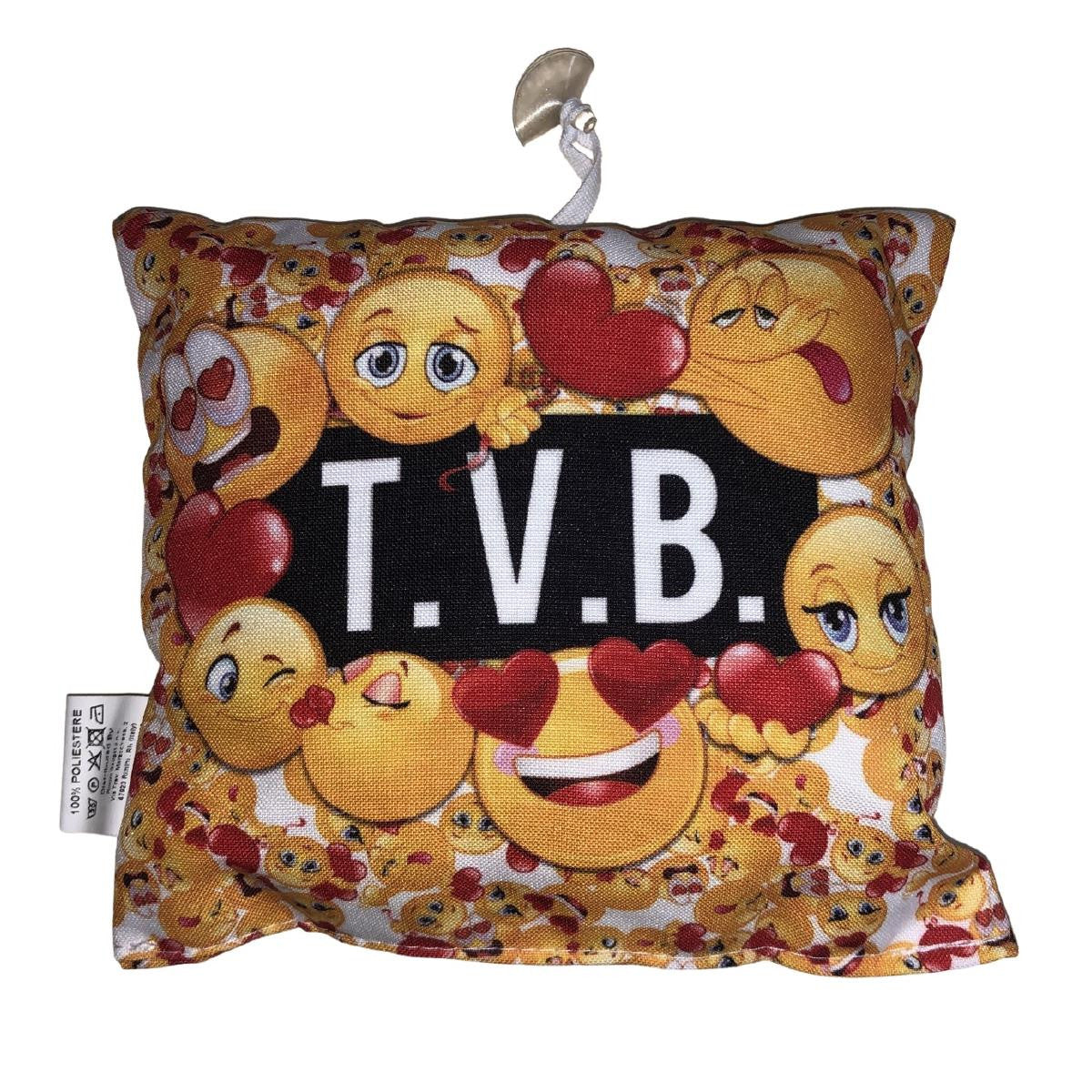 Mini Cuscino Smile “Ti Amo / Ti Voglio Bene – My Love / Mio Amore” con Ventosino – 13 cm – Made in Italy PS 21352