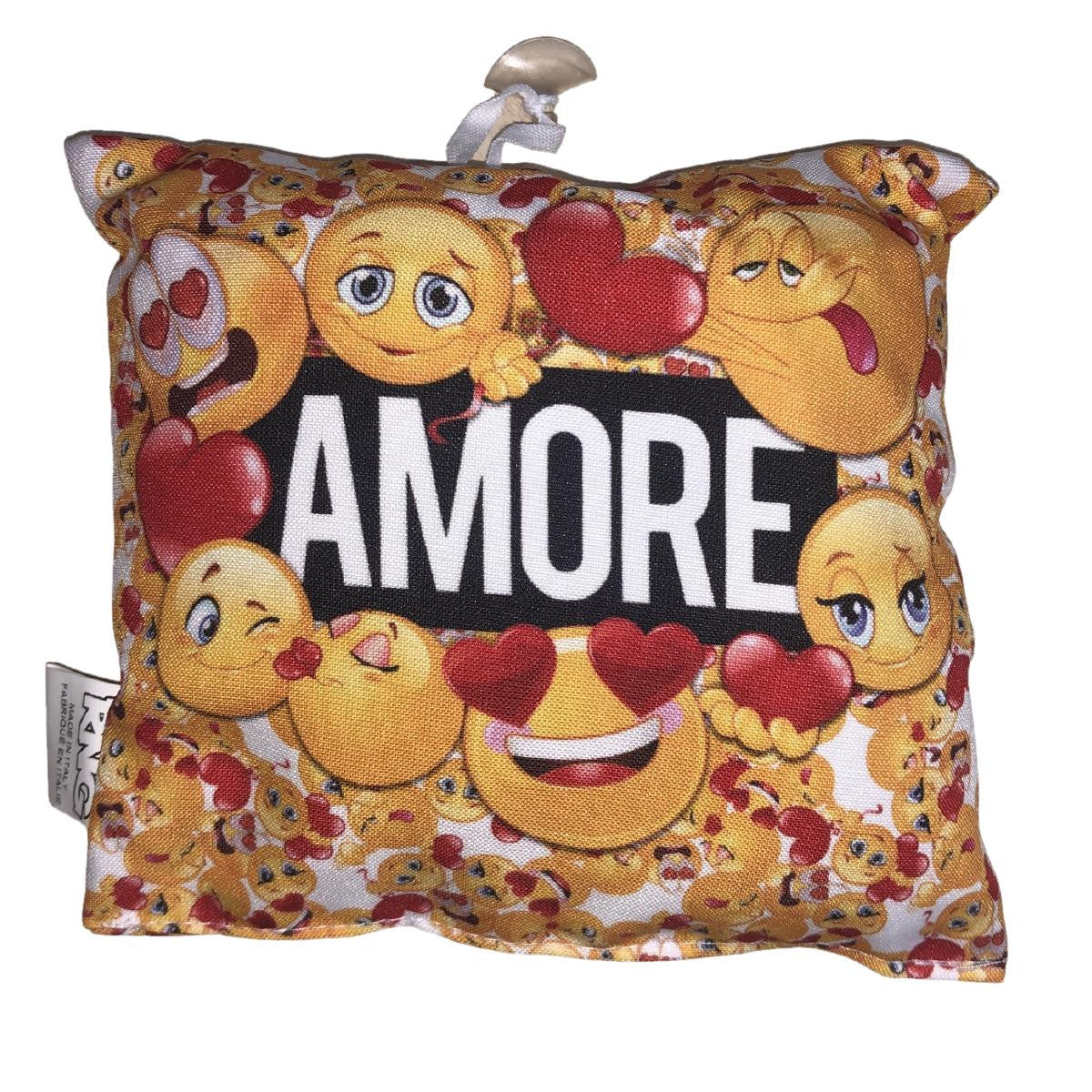 Mini Cuscino Smile “Ti Amo / Ti Voglio Bene – My Love / Mio Amore” con Ventosino – 13 cm – Made in Italy PS 21352