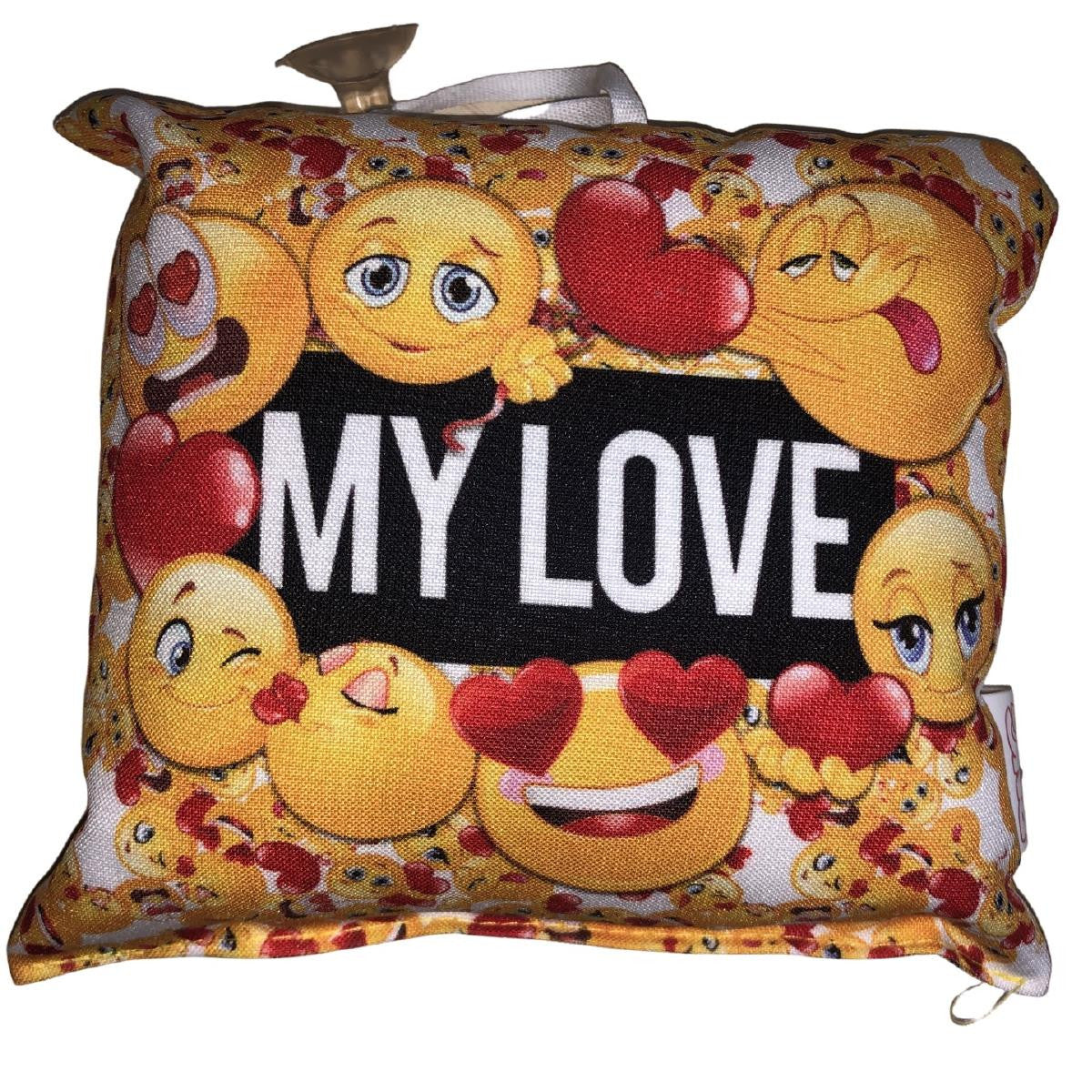 Mini Cuscino Smile “Ti Amo / Ti Voglio Bene – My Love / Mio Amore” con Ventosino – 13 cm – Made in Italy PS 21352