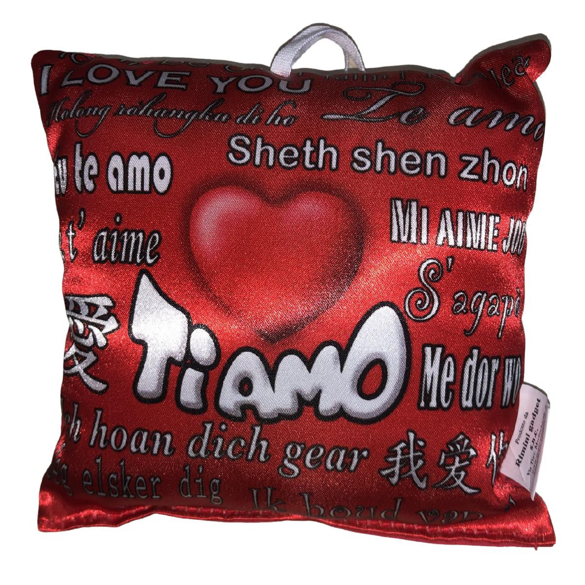 Mini Cuscino “Ti Amo – I Love You” con Ventosino – 13 cm – Made in Italy PS 21360