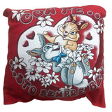 Mini Cuscino “Ti Amo / Ti Voglio Bene” Coniglietti Innamorati con Ventosino – 13 cm – Made in Italy PS 21366