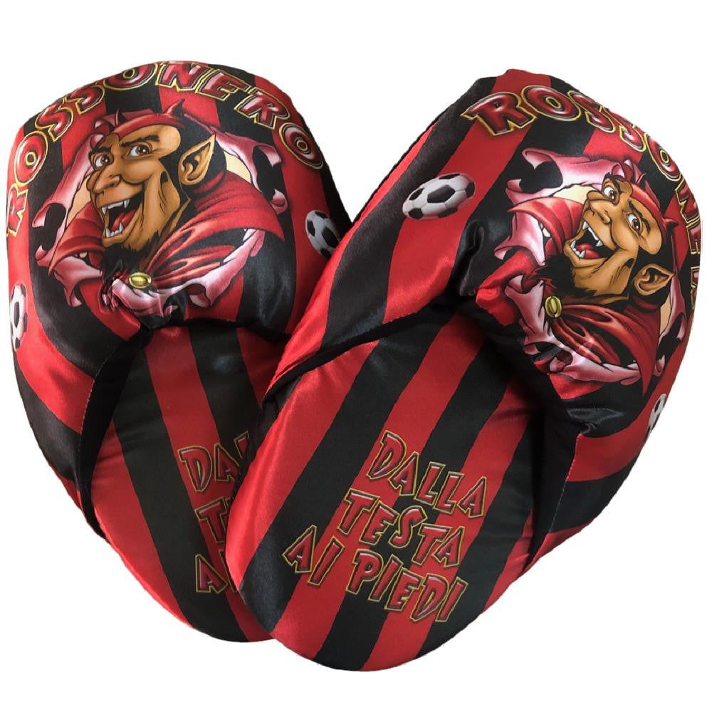 Ciabattone Tifosi Calcio “Tifoso Rossonero Dalla Testa ai Piedi” – Taglia Unica Adulto – Made in Italy PS 21372