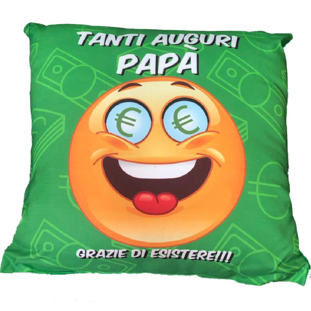 Cuscino “Tanti Auguri Papà – Grazie di Esistere” Verde – 30 x 30 cm – Made in Italy PS 21420