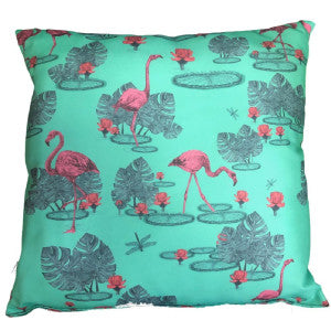 Cuscino Verde Fenicotteri – Idea Regalo – 35 x 35 cm – Made in Italy PS 21480