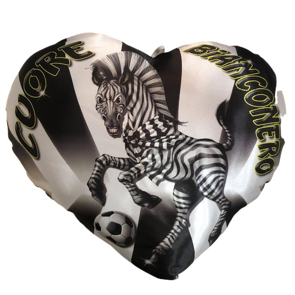 Cuscino Cuore Bianconero Zebra Bianco/Nero – Calcio – 20 cm – Made in Italy PS 21497