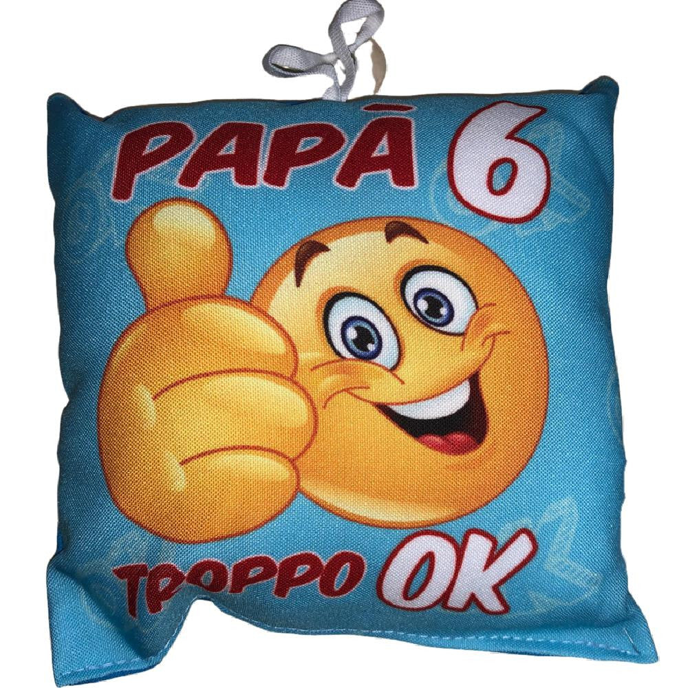 Mini Cuscino con Ventosino Papà “6 Troppo Ok” – 20 x 20 cm – Made in Italy PS 21523