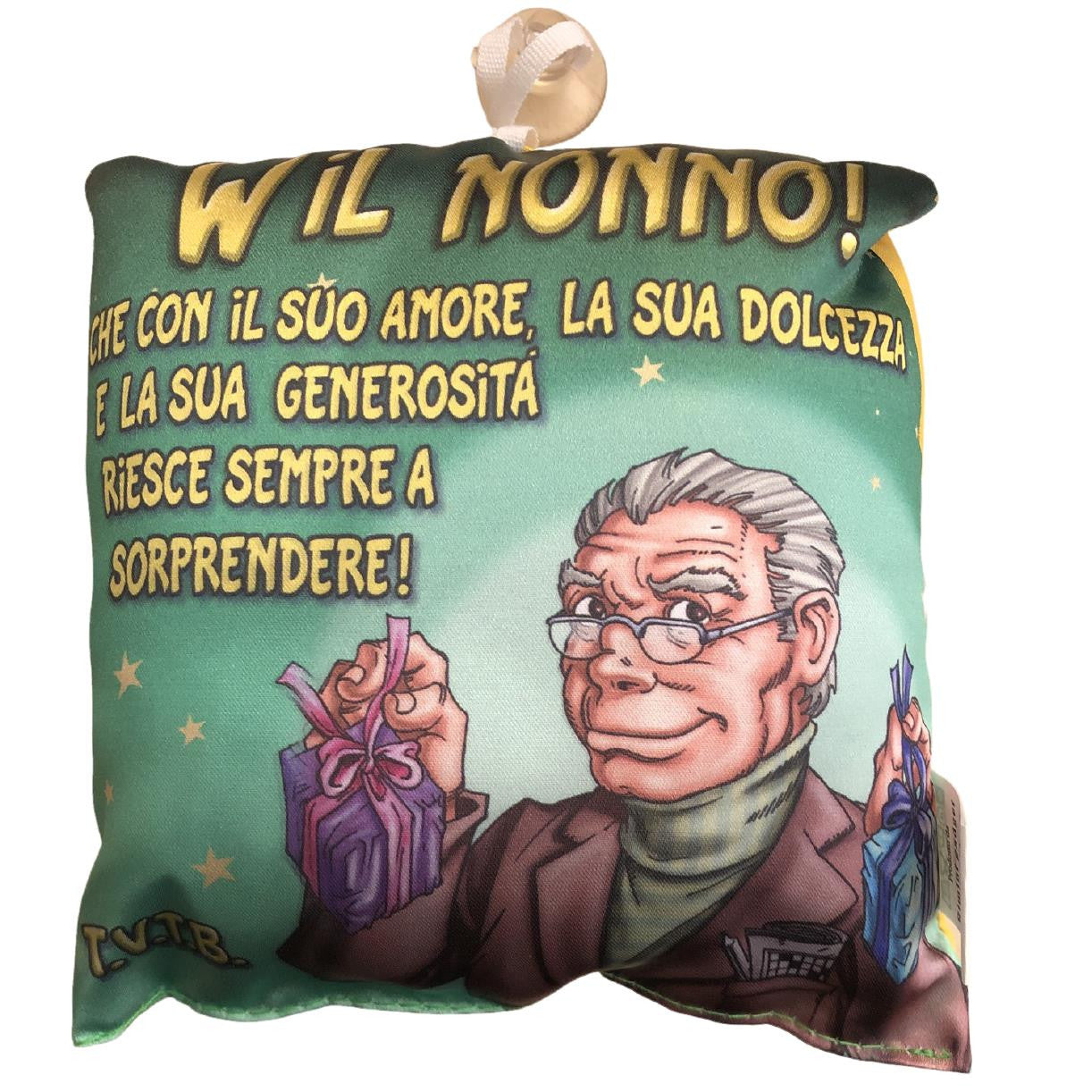 Mini Cuscino con Ventosino “W Il Nonno” Festa dei Nonni – 20 x 20 cm – Made in Italy PS 21537