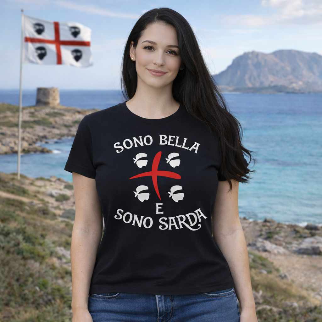 T-Shirt Donna “Sono Bella e Sono Sarda” – Maglietta Manica Corta – PS 28870-020
